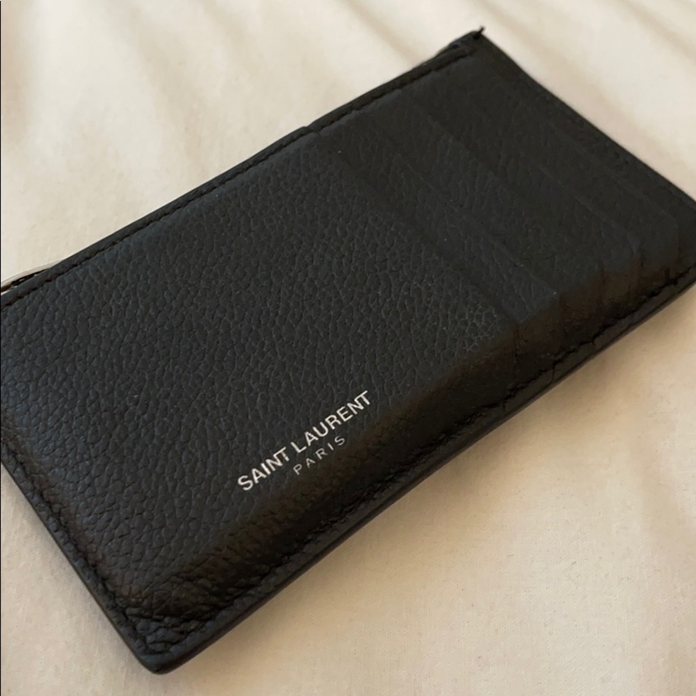 Saint Laurent Zippered Card Holder in Leather